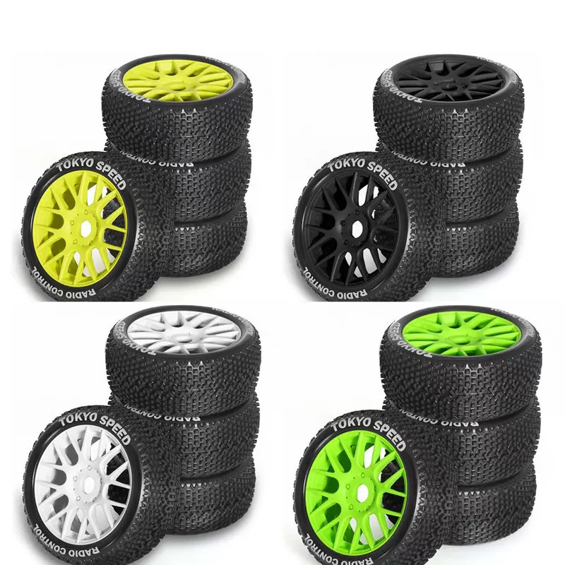 4 Peças Pneus de Buggy Off-Road RC 110mm 1/8 com Hexágono de 17mm para ARRMA Typhon Talion TRX Redcat Team Losi Kyosho H