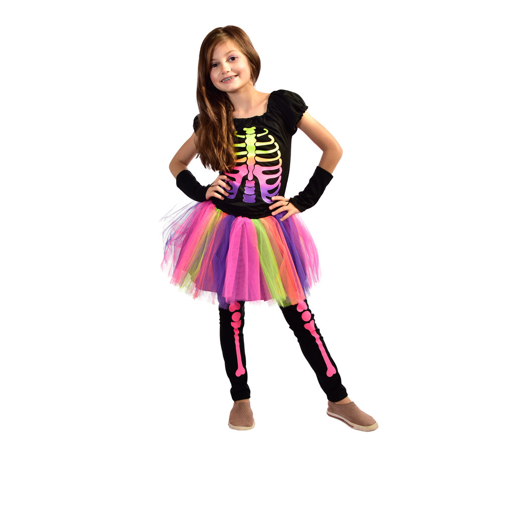 Fantasia Bambolê Infantil Halloween Caveira Flúor Leg-170L