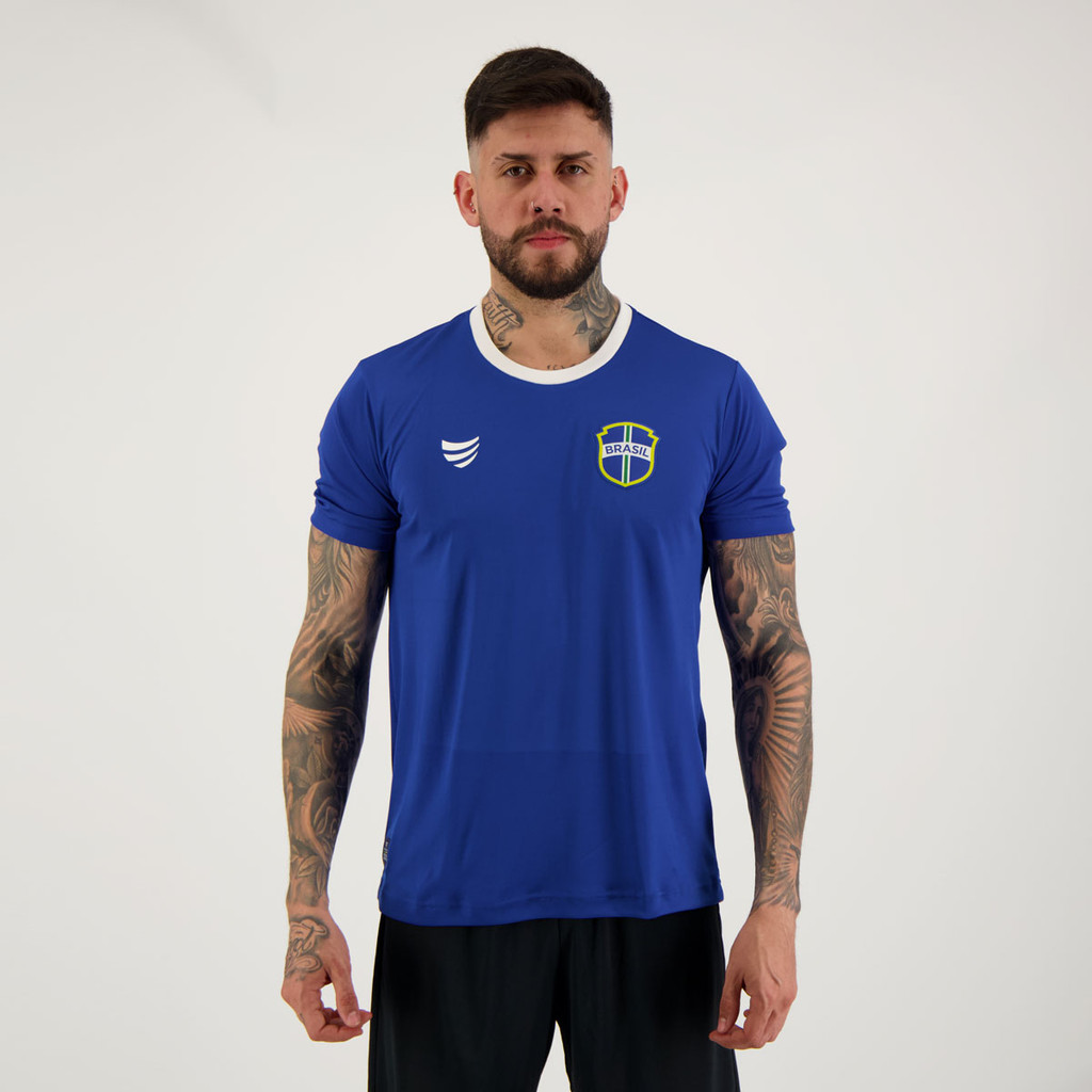 Camisa Super Bolla Copa Bronze Brasil Azul em Oferta na Shopee