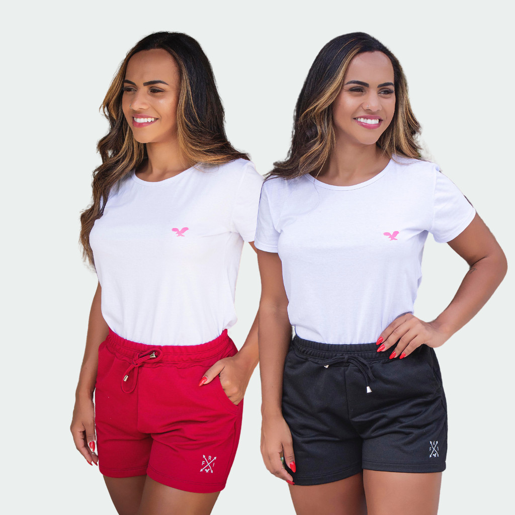 Kit 2 Shorts Feminino Moletom Bermuda Shortinhos Diversas Cores