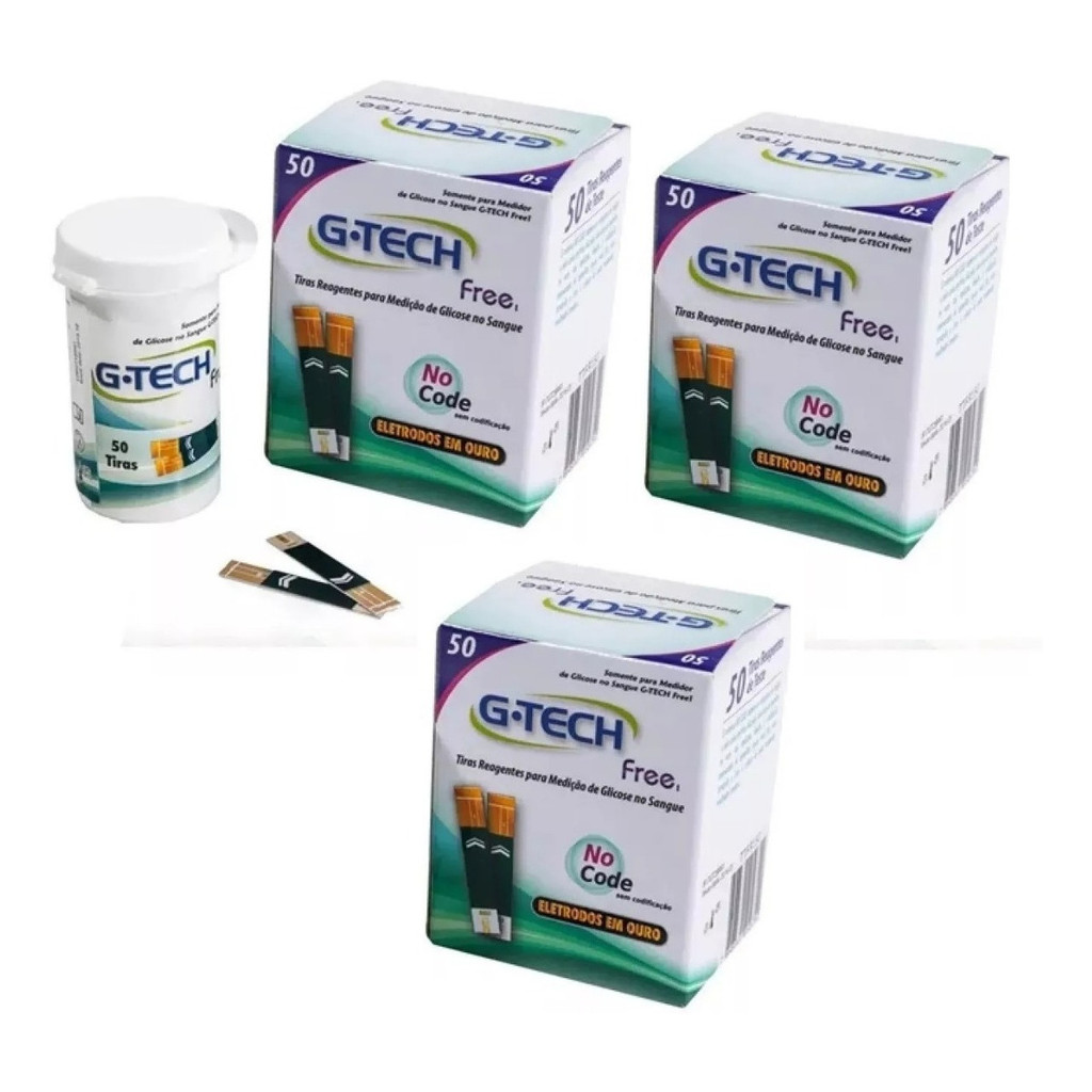 Fita Tiras Para Medidor De Glicose G-Tech Free - 150 Unidades Tiras