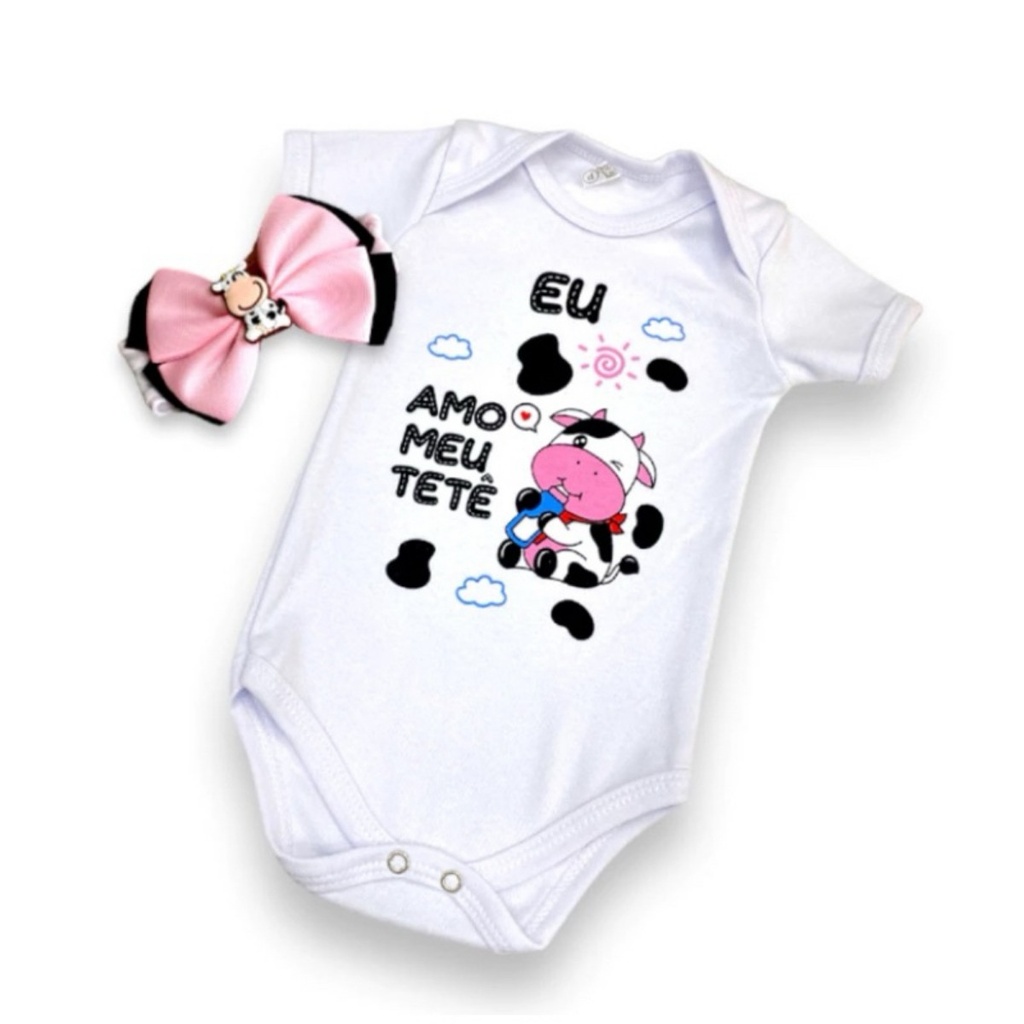 Body Bebê Temático Meu tete Vaquinha fazendinha Mesversario animais em Oferta na Shopee