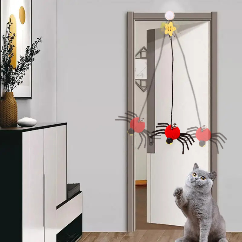 Gato Brinquedo Para Animais De Estimação Pendurado Porta Auto-hey Aliviar A Depressão Corda Elástica Pena Jogando Vara S