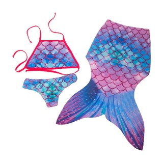 Saia Cauda De Sereia + Biquíni Infantil Juvenil Praia em Oferta na Shopee