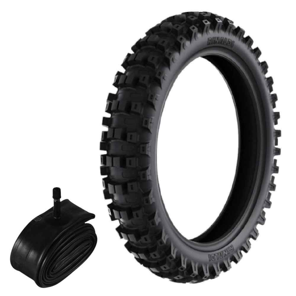Kit Pneu Trilha Mini Moto 50cc 80/100-12 50m Traseiro Rs47 Rinaldi + Camara