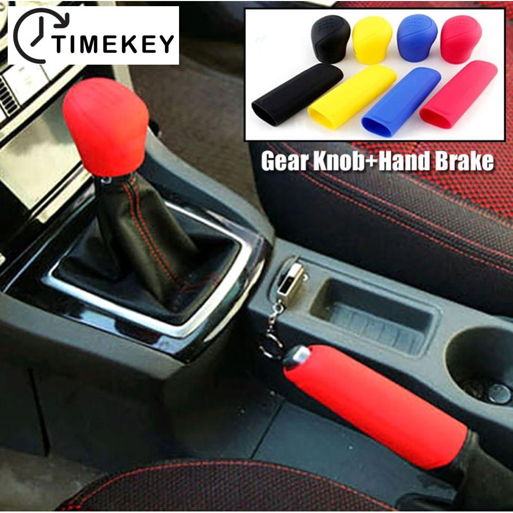 TKEY 2 Pçs Universal Manual Do Carro Silicone Engrenagem Cabeça Shift Knob Capa Colares Freio De Mão Caso Para Ford Focu