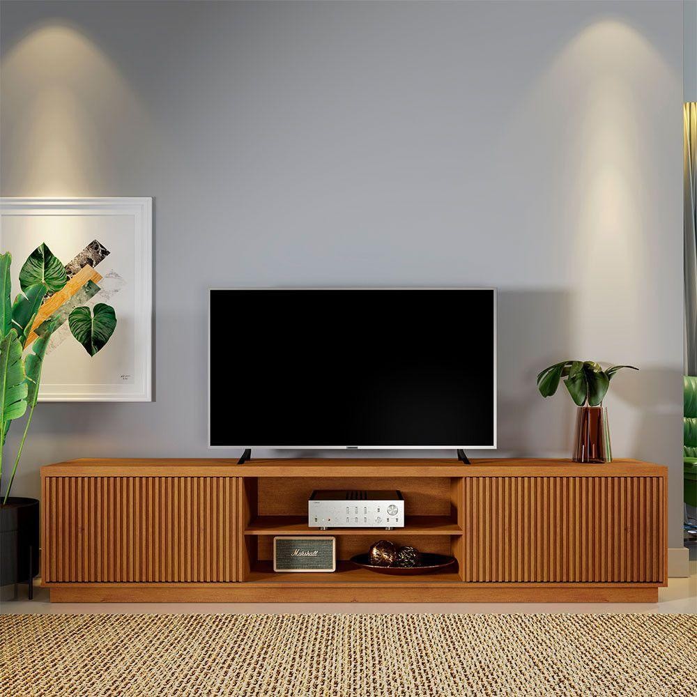 Rack Logan 1.80 Cm Com 2 Portas Ripadas Mavaular Naturale - Home & Living