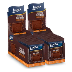 Kit 2 Displays de Mini Chocolate Linea Sabor Ao Leite Zero Lactose 15 unidades de 13g