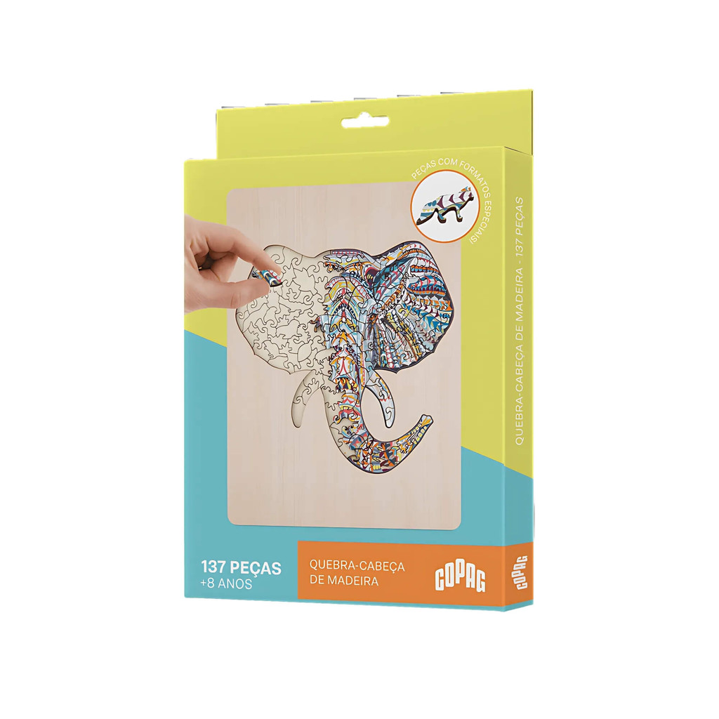 Jogo Quebra-Cabeça de Madeira Estampa Elefante com 137 Peças Copag - 33372 em Oferta na Shopee