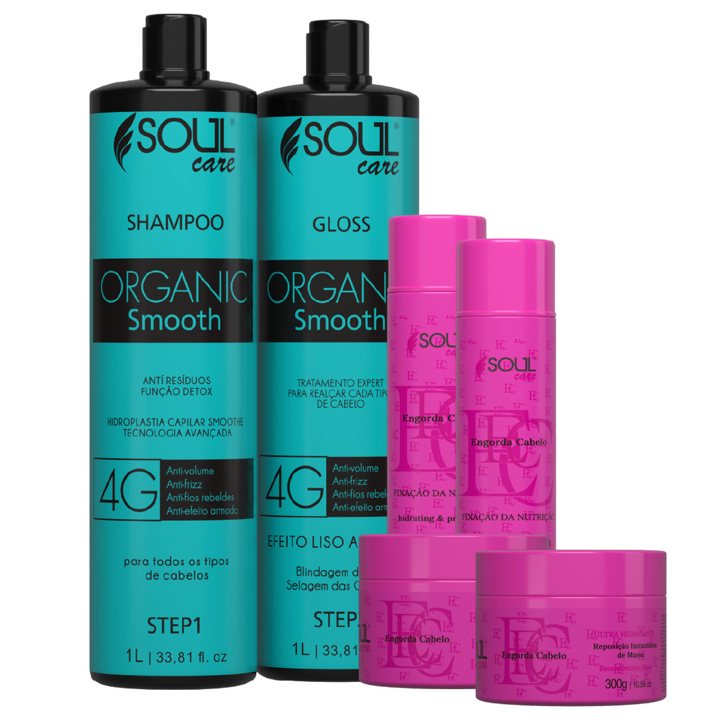 Progressiva Sem Formol Selagem Orgânica Alisamento Inteligente Profissional Soul Care + 2 Kits