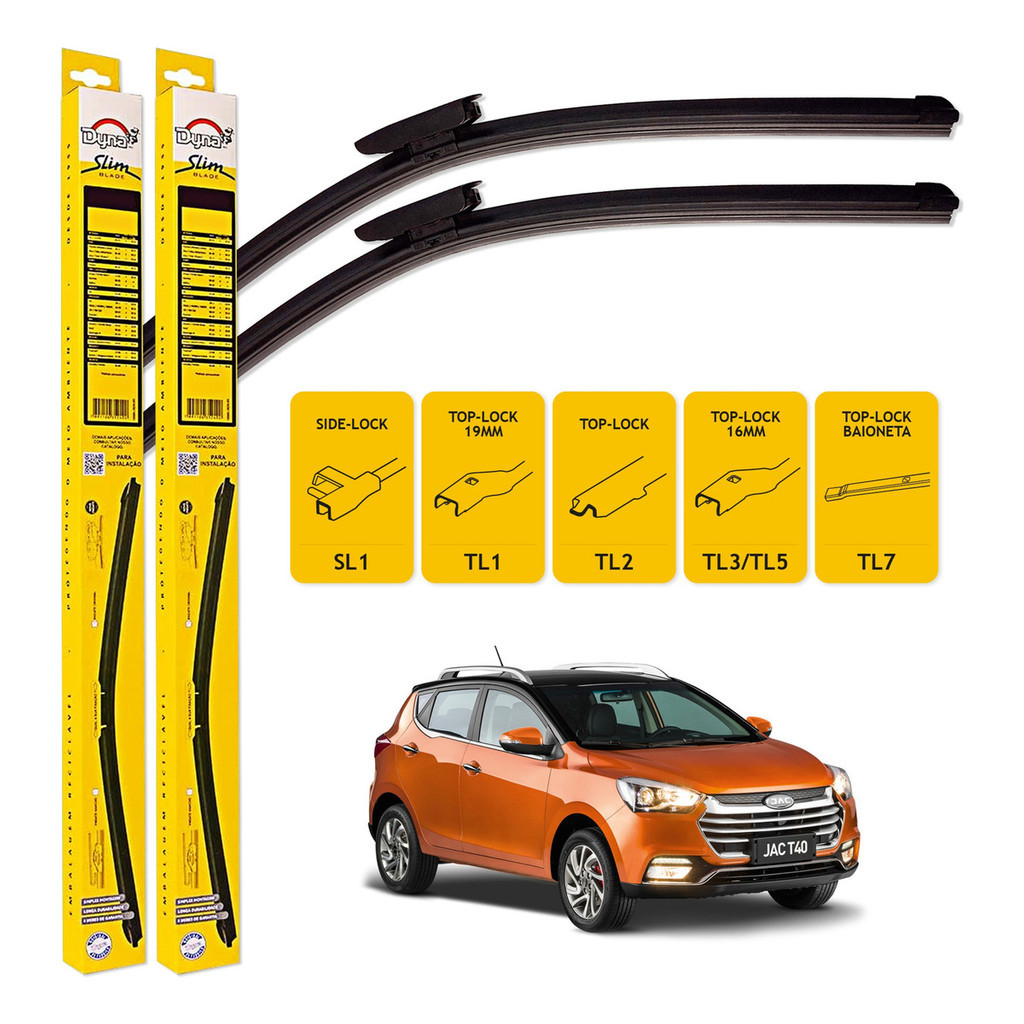 Par De Palhetas Dyna Limpador Parabrisa Jac T40 2017 A 2022 em Oferta na Shopee