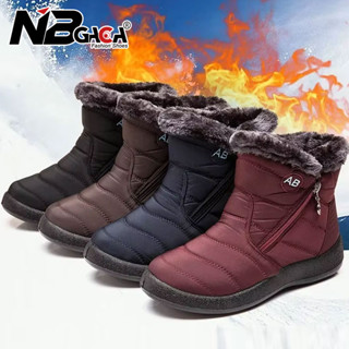 Botas De Neve Femininas Inverno Confortável Tênis De Couro Impermeável Para Mulher Ao Ar Livre Sapatos De Algodão Quente em Oferta na Shopee
