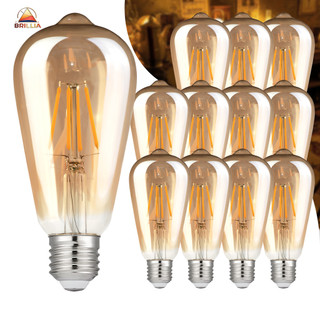 KIT 5 a 12 Lâmpada Filamento LED ST64 4W  E27 Âmbar Estilo Retrô Vintage Luz Quente Edison Bivolt