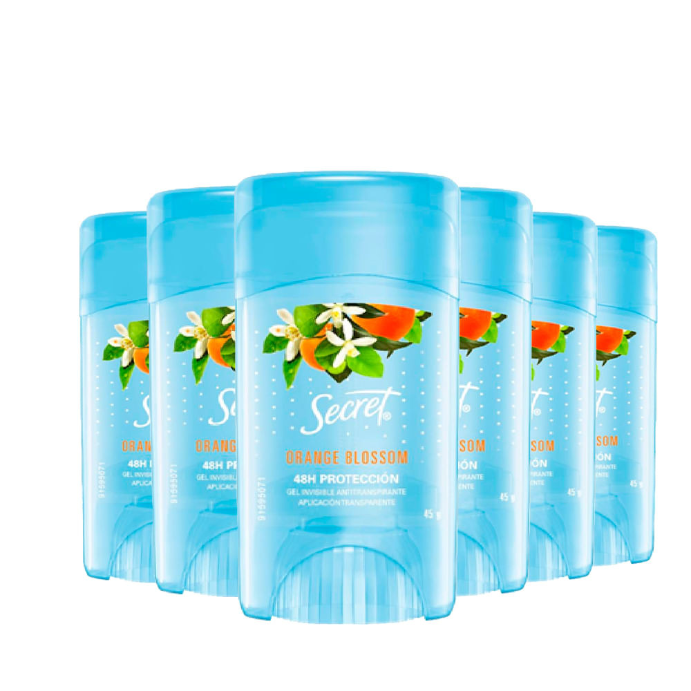 Kit Desodorante Antitranspirante Secret Clear Gel Orange Blossom 45g - 6 Unidades - Beauty