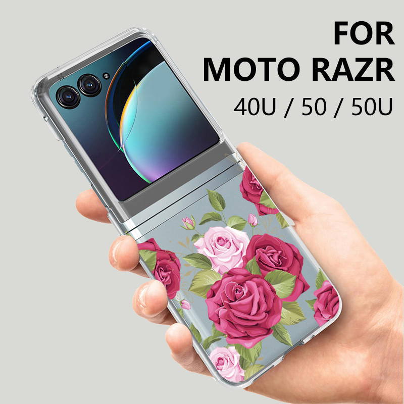 Moda Rosa Flores Padrão Caso Claro Para Motorola Razr 70 60 50 40 Ultra Transpar