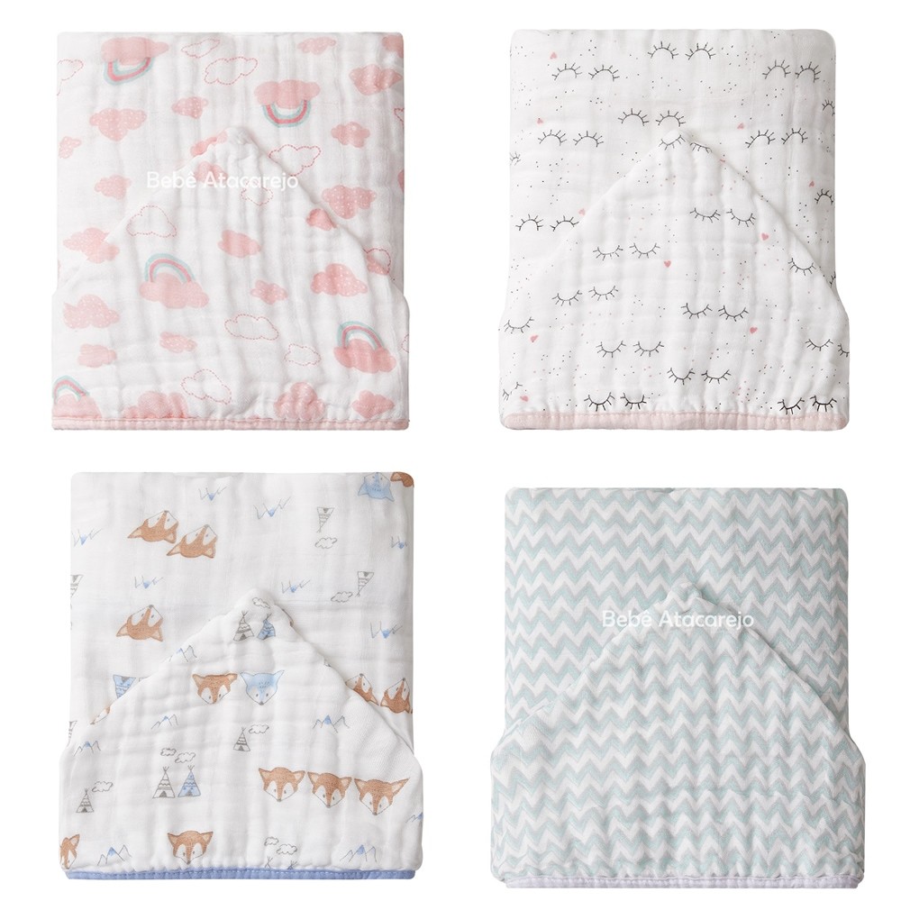 Toalhão De Banho Papi Soft Premium Toalha Fralda Com Capuz Estampada Bebê Infantil em Oferta na Shopee
