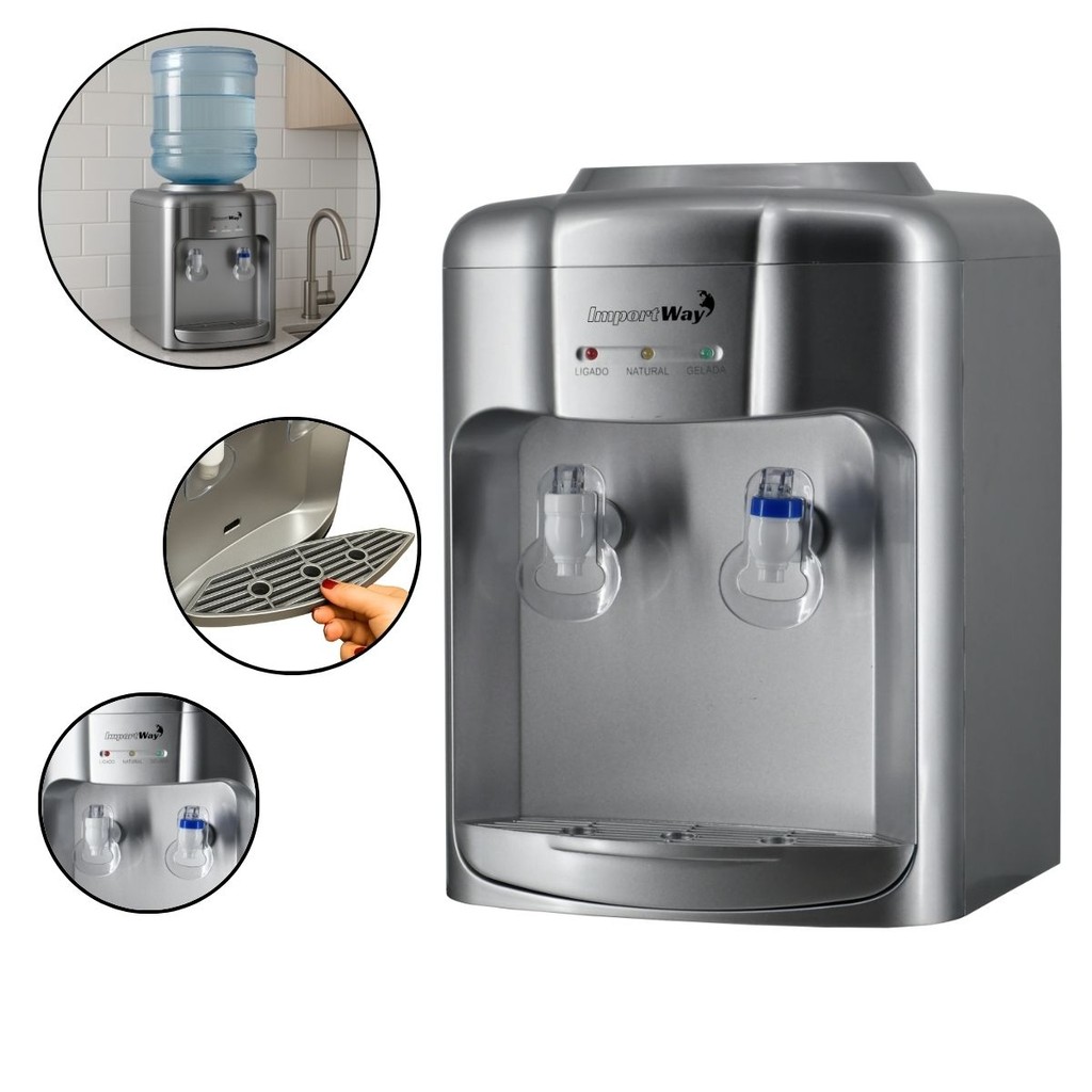 Bebedouro De Agua Gelada Refrigerado Garrafão Prata Importway em Oferta na Shopee