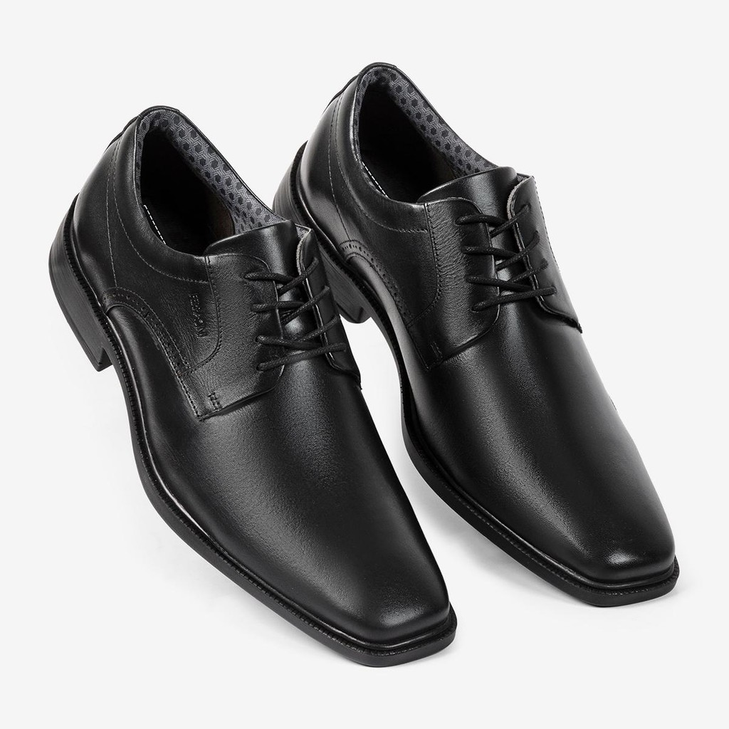 Sapato Oxford Masculino Couro Legitimo Ferracini Cadarço Bico Quadrado Paris Preto 6865-703J