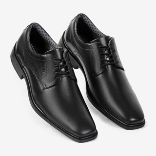 Sapato Oxford Masculino Couro Legitimo Ferracini Cadarço Bico Quadrado Paris Preto 6865-703J