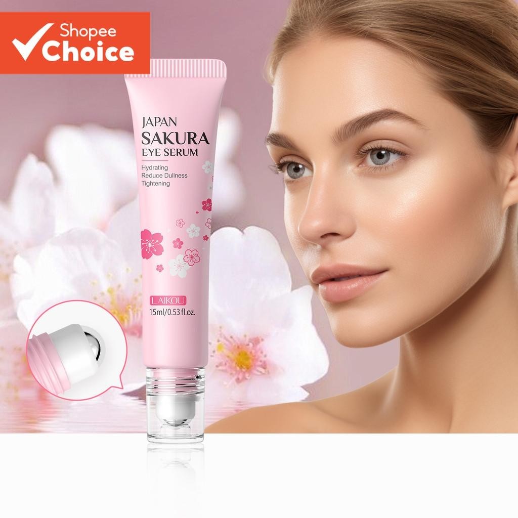LAIKOU Japão Sakura Eye Serum Remove Bag Essência Fad e Rugas Anti-Inchaço 15ml