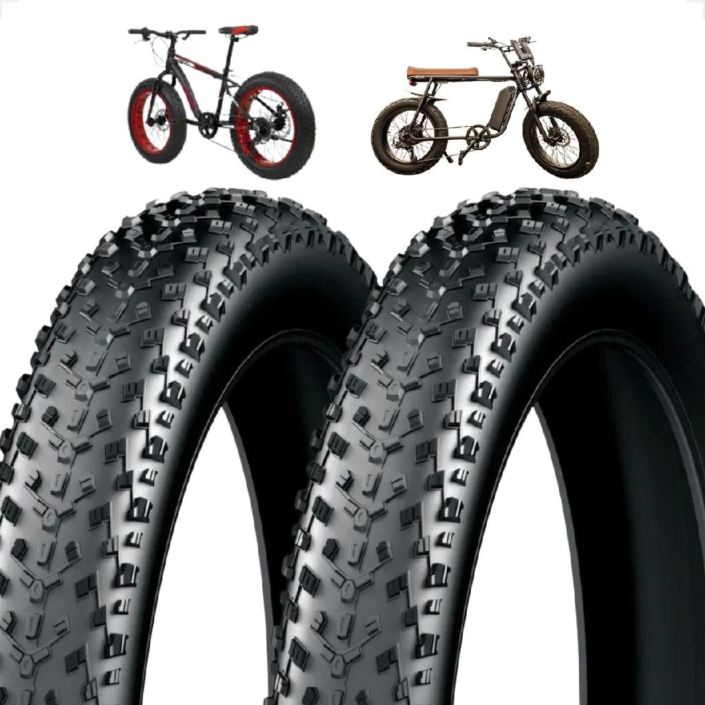 PAR Pneu Pineu Aro 20 X 4.0 Fatbike Mobylete StretGo Scooter Bike eletrica Cravudo Largo Balão Gordo