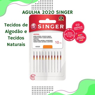 Agulha Singer 2020 para Máquina Doméstica | Kit com 10 Unidades | Tecidos de Algodão e Naturais em Oferta na Shopee