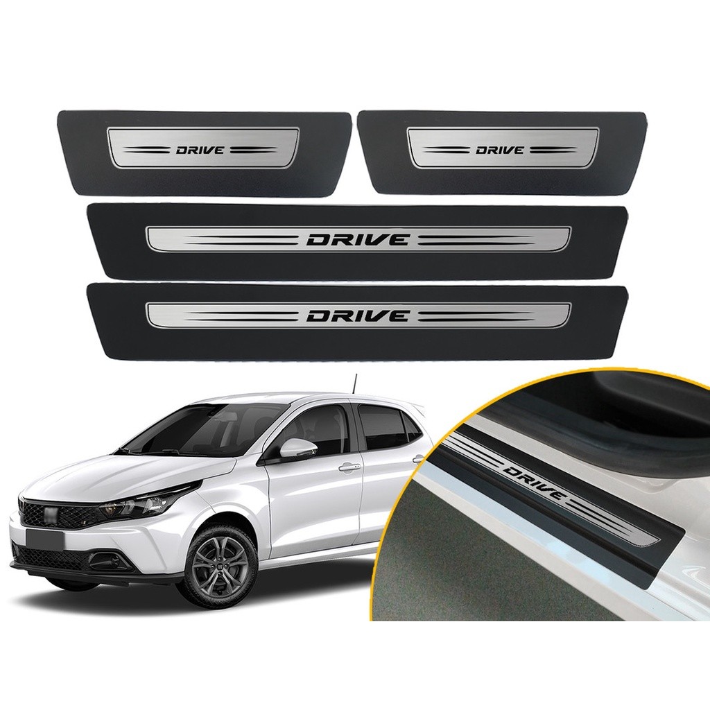 Jogo De Soleira Adesiva Porta Modelo Drop Fiat Argo Drive 2018 2019 2020 2021 2022 2023