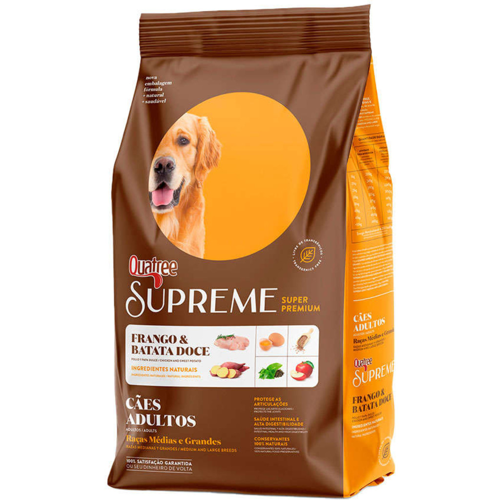 Ração Quatree Supreme 20 kg Cães Adultos Raças Médias E Grandes Frango E Batata