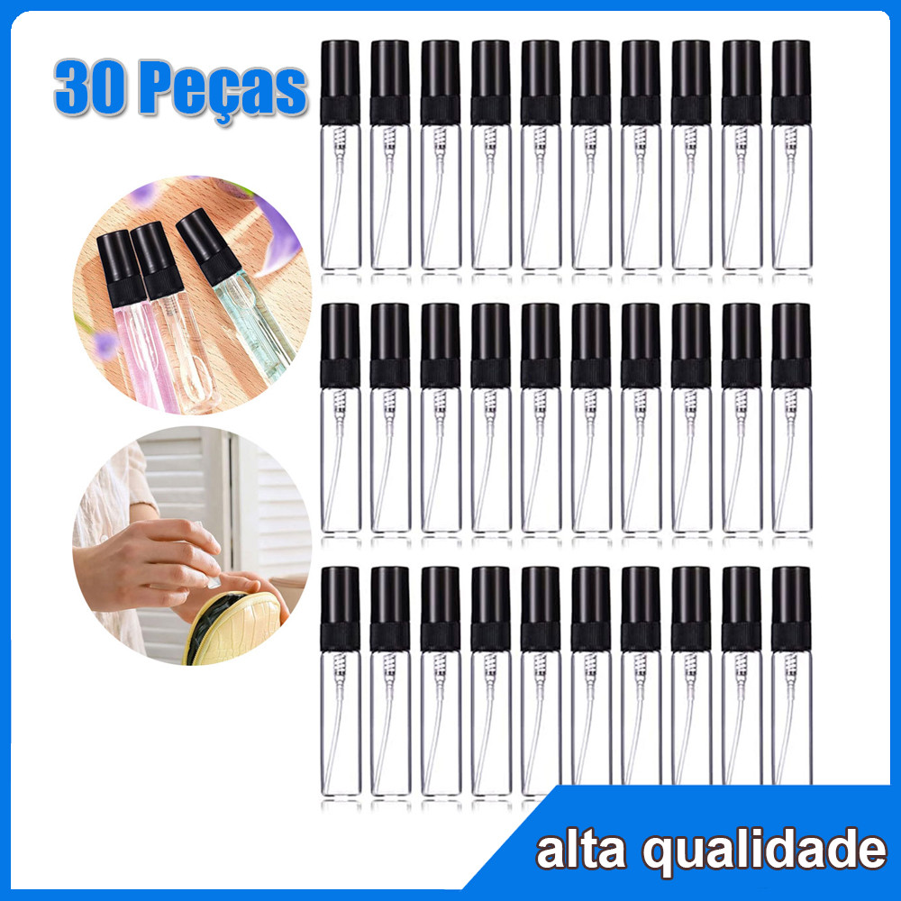 30 pçs 5ml Frasco De perfume Com Caneta snap-on Plástico spray sub-Garrafa Teste preto