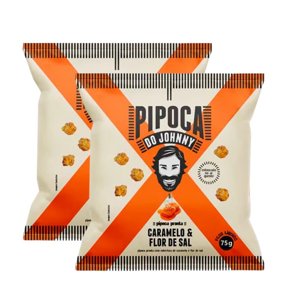 Kit 2 Pipoca Pronta do Johnny Sabor Caramelo e Flor de Sal 75g - Food & Beverages
