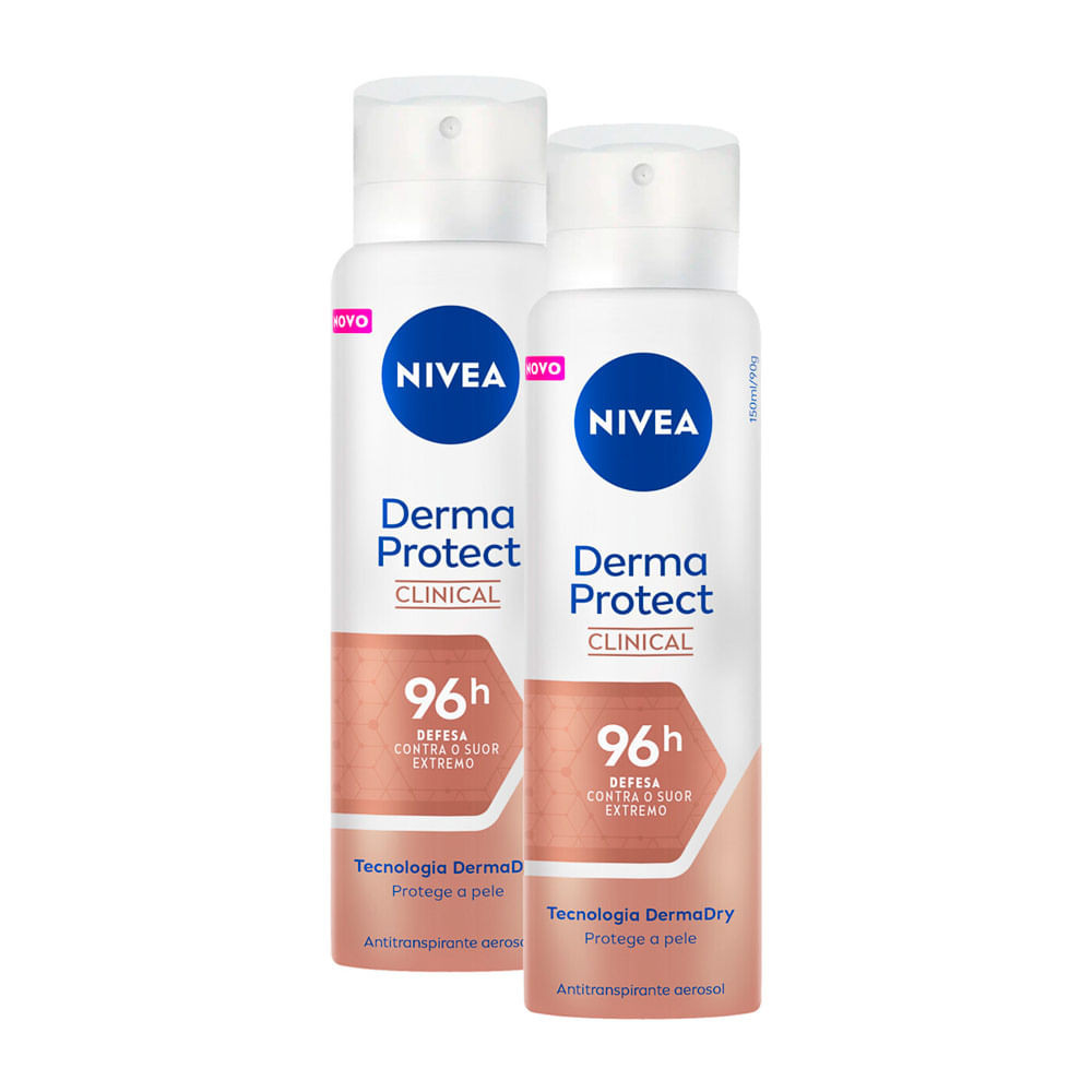 Kit 2 Desodorante Nivea Derma Protect Clinical Antitranspirante Aerossol 150ml - Beauty