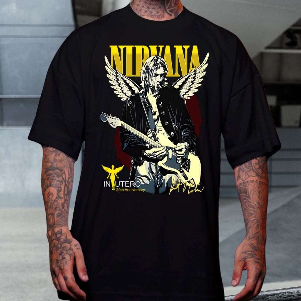 Camiseta Unissex Nirvana Grunge Kurt Cobain Banda Punk Rock In Utero - Blusa 100% em Algodão - Envio Rápido - DR Bigorna