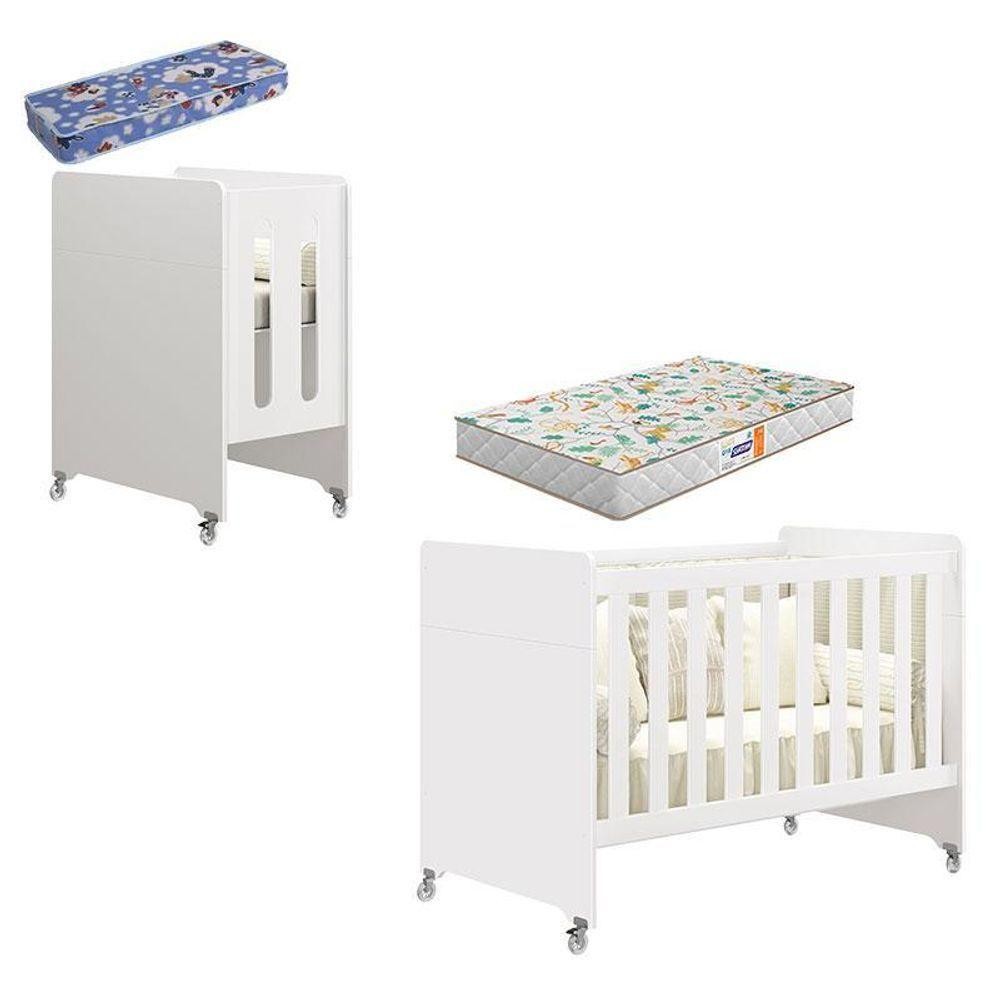 Berço Americano Evolution 4 Em 1 Branco Acetinado Com Colchão Mini E Colchão Americano Gazin - Reller