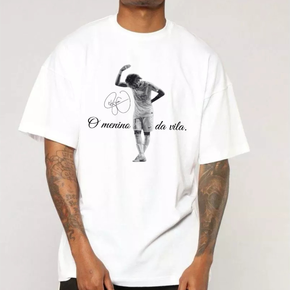 Camiseta Premium em Algodão Puro Camiseta Neymar JR Oversized Menino da vila Masculina Feminina em Algodão