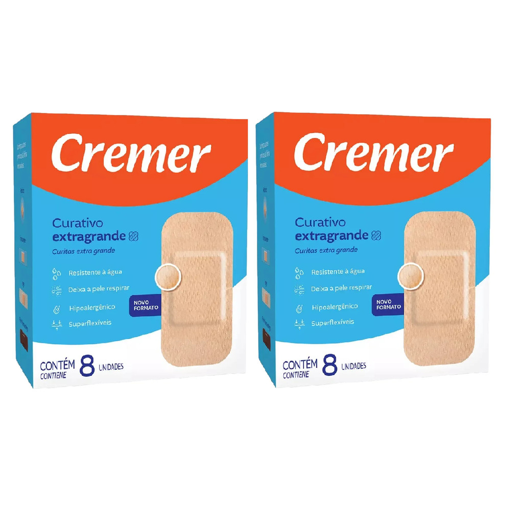 Kit 2x Curativo Transparente Extra Grande Bege C/8 Cremer em Oferta na Shopee