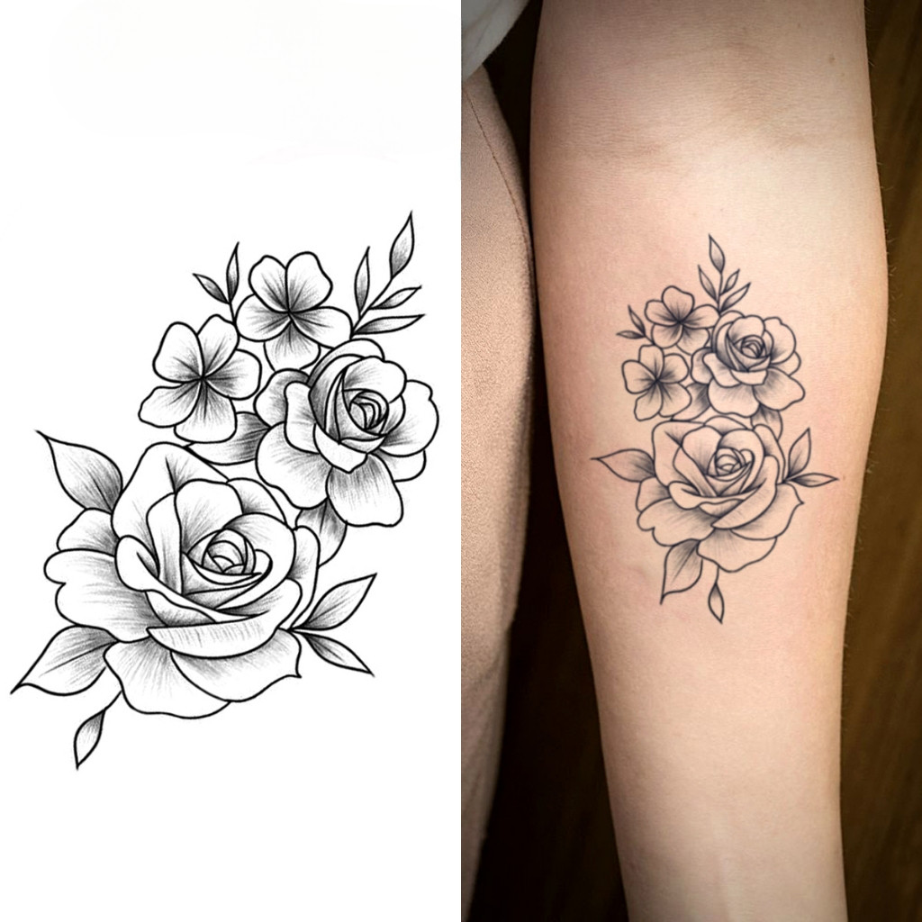Tatuagem Temporária de Flores, NOVA Tecnologia Mágica, Impermeável e Duradoura por 2 Semanas, Tatuagem Semipermanente, A