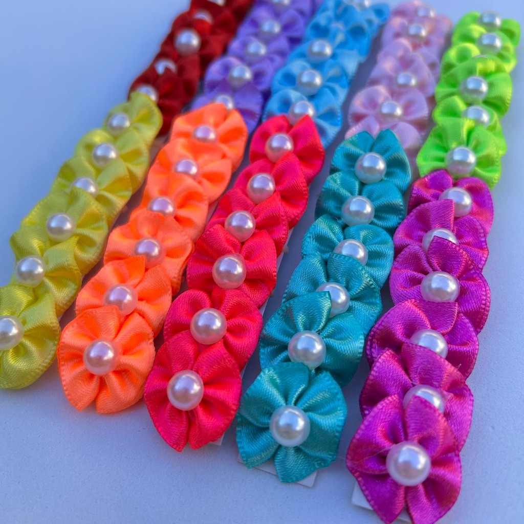 Laços pet fuxiquinho para penteado - tamanho P - 60 unidades