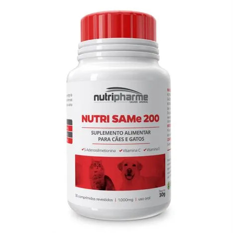 Nutri Same 200 Nutripharme 1000mg 30 Comprimidos | Suplemento Hepático Pet