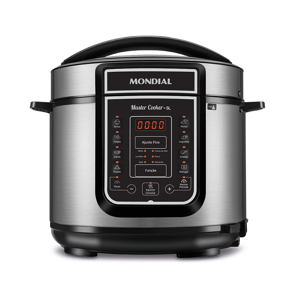 Panela de Pressão Elétrica Digital 5L Mondial 127V 900W Preto/Inox - PE-38 - Home Appliances