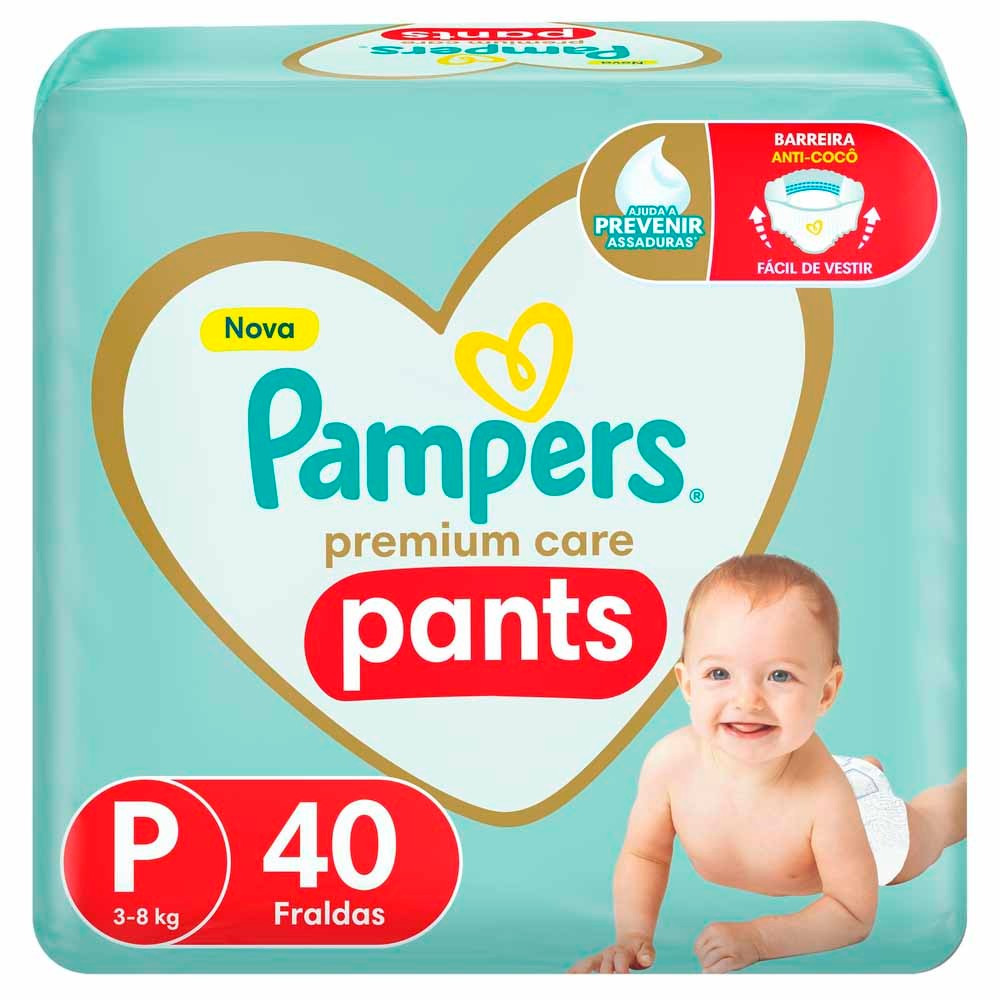 Fralda Infantil Pampers Premium Care Pants Tamanho P com 40 Unidades - Mom & Baby