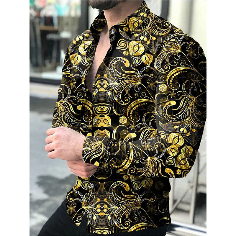 Camisa Masculina De Manga Comprida Estampada Estrela Céu 2025 Design De Moda Luxo Tops Masculinos Quatro Estações Camisa