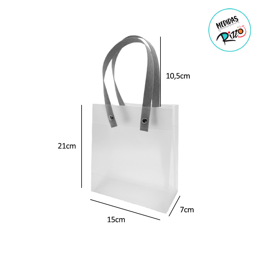 Kit 15 Sacola Transparente Fosca com Alça de Fibra - 15x21x7cm - Rizzo · foto 2