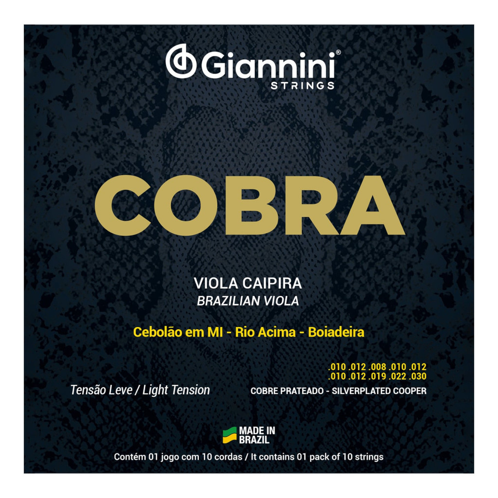 Encordoamento VIOLA CAIPIRA GIANNINI cobra Mi Cebolão LEVE