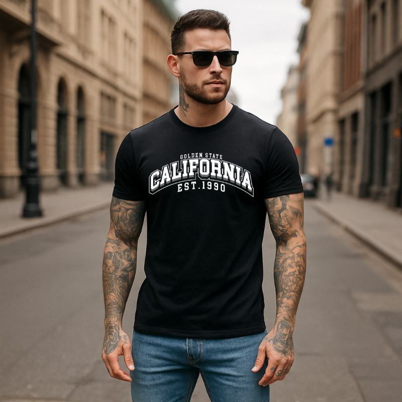 Camiseta masculina  camisa california qualidade premium 100% algodão t-shirt estampada gola redonda