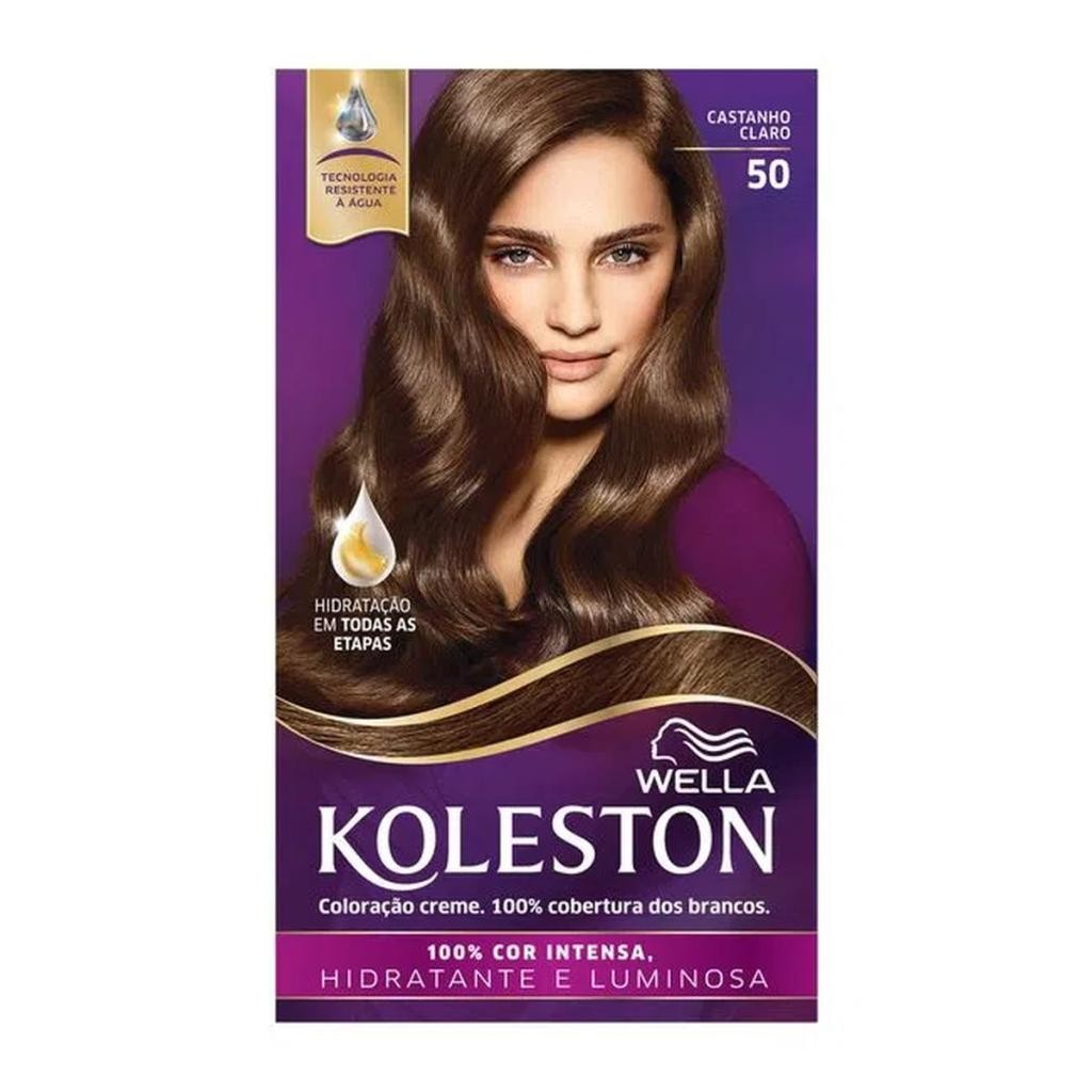 Coloração Permanente 50 Castanho Claro Koleston 55g em Oferta na Shopee