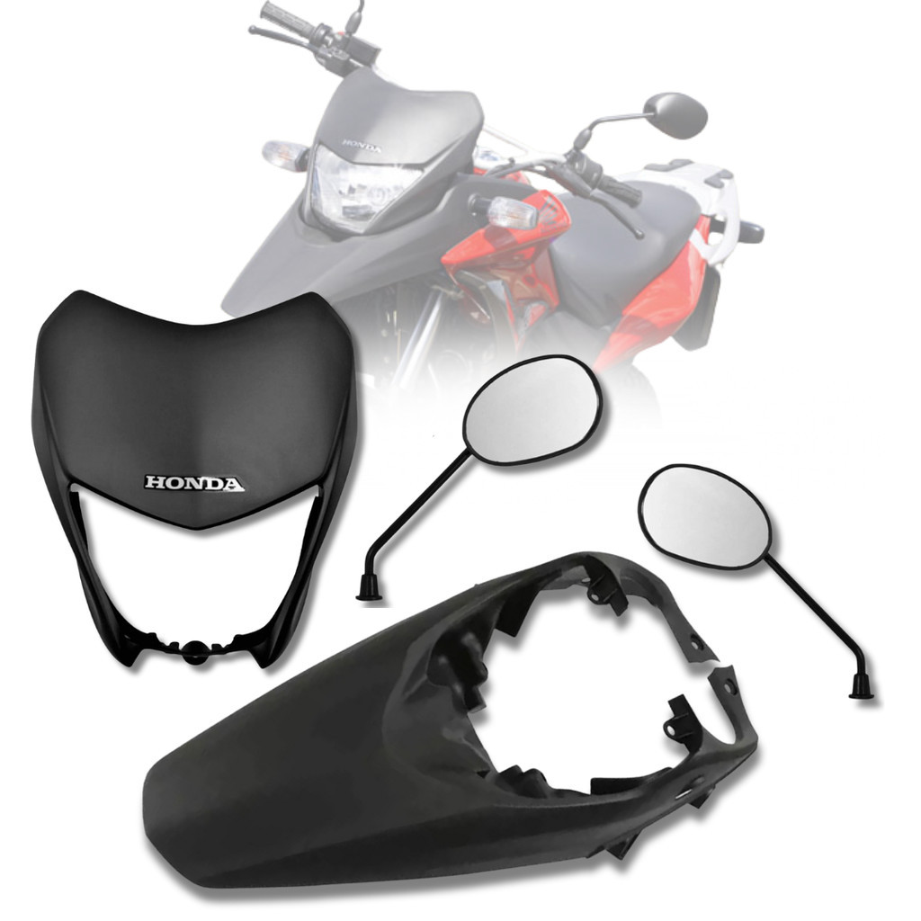 Kit XRE 300 Paralama Superior + Carenagem Do Farol Adesivado + Retrovisor 2010 2011 2012 Pro Tork