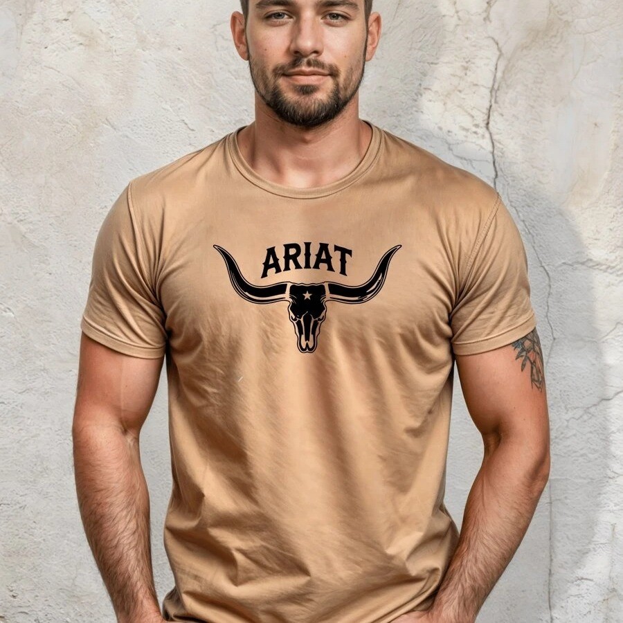 Camiseta  Masculina Ariat Estampado Camisa 100% Algodão Country Rodeio