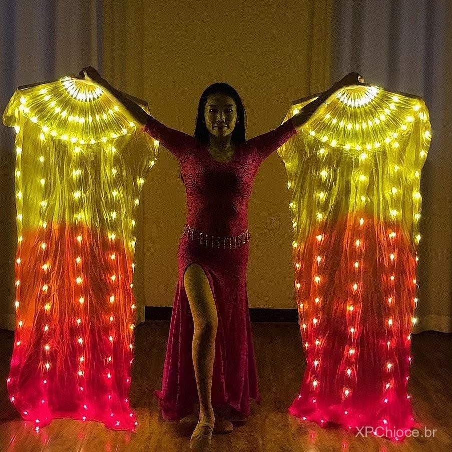 1 Pedaço Vermelho E Amarelo Mudança Graduamente De Desempenho De Dança De Ventilador Luminoso LED