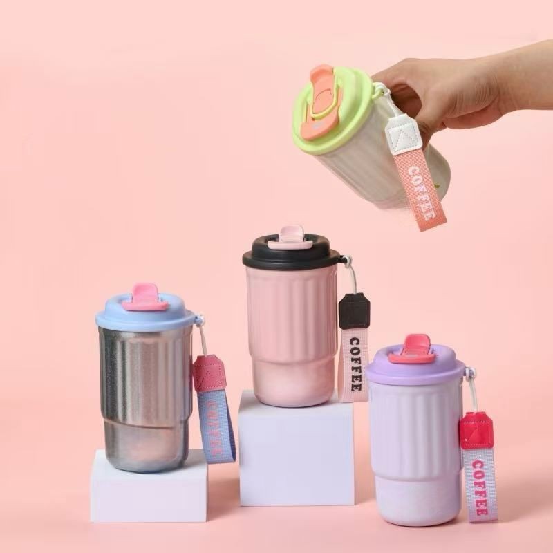 Copo Térmico 350ml Reutilizável com Tampa Vedante e Alça – Mantém Bebida Quente ou Fria, I...
