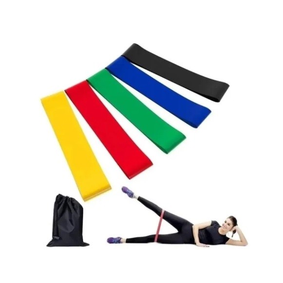 Kit 5 Faixas Elásticas Exercise Resistance Belt Fisioterapia